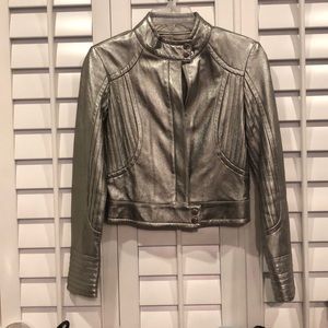 Bronze Metallic Bebe Leather Jacket